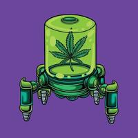 Green Slime cannabis robot cartoon vector
