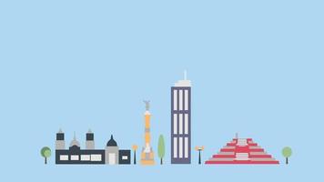 Animated cartoon style big city concept video