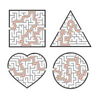 A set of mazes. Game for kids. Puzzle for children. Labyrinth conundrum. Find the right path. Vector illustration.