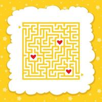 Funny maze. Game for kids. Puzzle for children. Cartoon style. Labyrinth conundrum. Color vector illustration. Find the right path. The development of logical and spatial thinking.