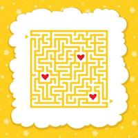 Funny maze. Game for kids. Puzzle for children. Cartoon style. Labyrinth conundrum. Color vector illustration. Find the right path. The development of logical and spatial thinking.