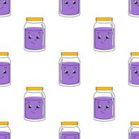 Happy jam. Colored seamless pattern with cute cartoon character. Simple flat vector illustration isolated on white background. Design wallpaper, fabric, wrapping paper, covers, websites.