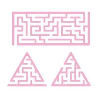 A set of mazes. Game for kids. Puzzle for children. Labyrinth conundrum. Find the right path. Vector illustration.