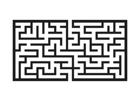 Black rectangular labyrinth. Game for kids. Puzzle for children. Maze conundrum. Flat vector illustration isolated on white background.