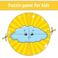 Puzzle game for kids . Education developing worksheet. Learning game for children. Activity page. For toddler. Riddle for preschool. Simple flat isolated vector illustration in cute cartoon style.