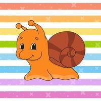 Orange snail. Cute character. Colorful vector illustration. Cartoon style. Isolated on color background. Design element. Template for your design, books, stickers, cards, posters, clothes.