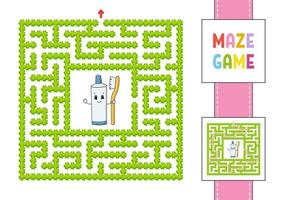 Maze. Game for kids. Funny labyrinth. Education developing worksheet. Activity page. Puzzle for children. Cute cartoon style. Riddle for preschool. Logical conundrum. Color vector illustration.