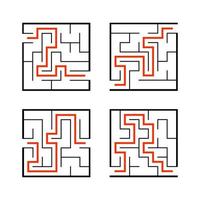 A set of mazes. Game for kids. Puzzle for children. Labyrinth conundrum. Find the right path. Vector illustration.