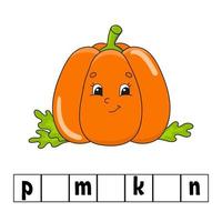 Words puzzle. Education developing worksheet. Learning game for kids. Activity page. Puzzle for children. Riddle for preschool. Simple flat isolated vector illustration in cute cartoon style.