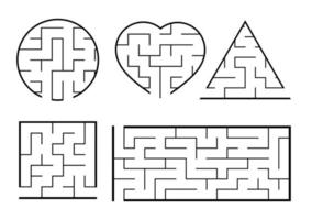 A set of mazes. Game for kids. Puzzle for children. Labyrinth conundrum. Find the right path. Vector illustration.