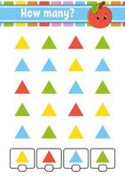 Counting game for children of preschool age. Learning mathematics. How many animals in the picture. With space for answers. Simple flat isolated vector illustration in cute cartoon style.