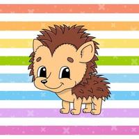 Brown hedgehog. Cute character. Colorful vector illustration. Cartoon style. Isolated on color background. Design element. Template for your design, books, stickers, cards, posters, clothes.