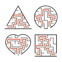 A set of mazes. Game for kids. Puzzle for children. Labyrinth conundrum. Find the right path. Vector illustration.