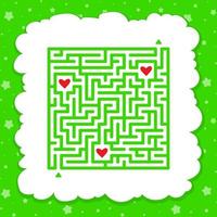 Funny maze. Game for kids. Puzzle for children. Cartoon style. Labyrinth conundrum. Color vector illustration. Find the right path. The development of logical and spatial thinking.