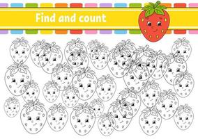 Find and count. Education developing worksheet. Activity page with pictures. Puzzle game for children. Logical thinking training. Isolated vector illustration. Funny character. Cartoon style.