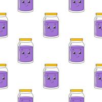 Happy jam. Colored seamless pattern with cute cartoon character. Simple flat vector illustration isolated on white background. Design wallpaper, fabric, wrapping paper, covers, websites.