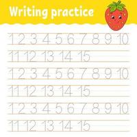 Trace and write. Handwriting practice. Learning numbers for kids. Education developing worksheet. Activity page. Game for toddlers and preschoolers. Isolated vector illustration in cute cartoon style.