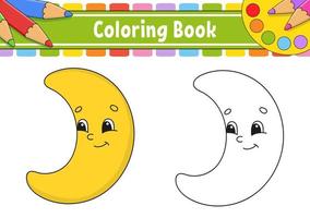 Coloring book for kids. Cheerful character. Vector illustration. Cute cartoon style. Fantasy page for children. Black contour silhouette. Isolated on white background.