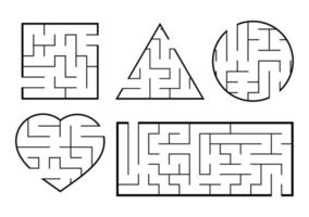 A set of mazes. Game for kids. Puzzle for children. Labyrinth conundrum. Find the right path. Vector illustration.