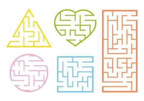 A set of mazes. Game for kids. Puzzle for children. Labirinth conundrum. Cartoon style. Visual worksheets. Riddle for preschool. Activity page. Education developing sheet. Color vector illustration.