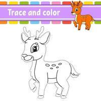 Trace and color. Coloring page for kids. Handwriting practice. Education developing worksheet. Activity page. Game for toddlers. Isolated vector illustration. Cartoon style.