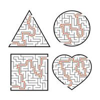 A set of mazes. Game for kids. Puzzle for children. Labyrinth conundrum. Find the right path. Vector illustration.