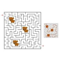 Funny maze. Game for kids. Puzzle for children. Cartoon style. Labyrinth conundrum. Color vector illustration. Find the right path. The development of logical and spatial thinking.