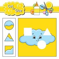 Cut and glue. Education developing worksheet. Activity page. Game for children. Isolated vector illustration in cute cartoon style.