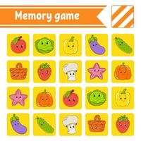 Memory game for kids. Education developing worksheet. Activity page with pictures. Puzzle game for children. Logical thinking training. Isolated vector illustration. Funny character. Cartoon style.