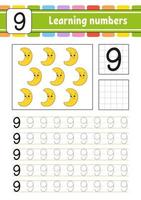 Trace and write. Handwriting practice. Learning numbers for kids. Education developing worksheet. Activity page. Game for toddlers and preschoolers. Isolated vector illustration in cute cartoon style.