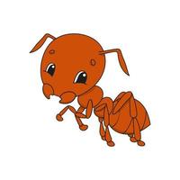 Brown ant. Cute character. Colorful vector illustration. Cartoon style. Isolated on white background. Design element. Template for your design, books, stickers, cards, posters, clothes.