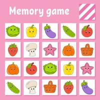 Memory game for kids. Education developing worksheet. Activity page with pictures. Puzzle game for children. Logical thinking training. Isolated vector illustration. Funny character. Cartoon style.