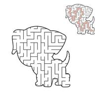 Abstract maze. Game for kids. Puzzle for children. Labyrinth conundrum. Black vector illustration. Find the right path. The development of logical thinking. Education worksheet. With answer.