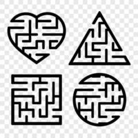 A set of mazes. Game for kids. Puzzle for children. Labyrinth conundrum. Find the right path. Vector illustration.