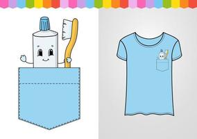 Cute character in shirt pocket. Cute character. Colorful vector illustration. Cartoon style. Isolated on white background. Design element. Template for your shirts, books, stickers, cards, posters.