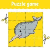 Puzzle game for kids . Education developing worksheet. Learning game for children. Activity page. For toddler. Riddle for preschool. Simple flat isolated vector illustration in cute cartoon style.