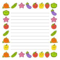 To do list for kids. Empty template. Isolated color vector illustration. Funny character. Cartoon style. For the diary, notebook, bookmark.