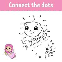 Dot to dot. Draw a line. Handwriting practice. Learning numbers for kids. Education developing worksheet. Activity page. Game for toddler and preschoolers. Isolated vector illustration. Cartoon style.