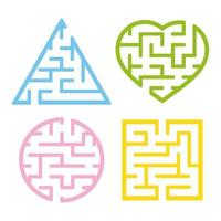 A set of mazes. Game for kids. Puzzle for children. Labyrinth conundrum. Find the right path. Vector illustration.