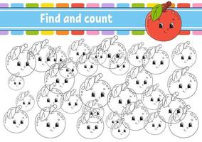 Find and count. Education developing worksheet. Activity page with pictures. Puzzle game for children. Logical thinking training. Isolated vector illustration. Funny character. Cartoon style.