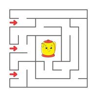 Maze. Game for kids. Funny labyrinth. Education developing worksheet. Activity page. Puzzle for children. Cute cartoon style. Riddle for preschool. Logical conundrum. Color vector illustration.