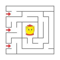 Maze. Game for kids. Funny labyrinth. Education developing worksheet. Activity page. Puzzle for children. Cute cartoon style. Riddle for preschool. Logical conundrum. Color vector illustration.