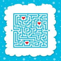 Funny maze. Game for kids. Puzzle for children. Cartoon style. Labyrinth conundrum. Color vector illustration. Find the right path. The development of logical and spatial thinking.