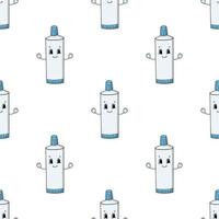 Happy toothpaste. Colored seamless pattern with cute cartoon character. Simple flat vector illustration isolated on white background. Design wallpaper, fabric, wrapping paper, covers, websites.