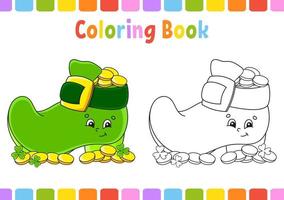 Coloring book for kids. St. Patrick's day. Cartoon character. Vector illustration. Fantasy page for children. Black contour silhouette. Isolated on white background.