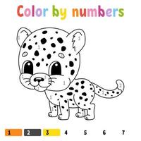 Color by numbers. Coloring book for kids. Cheerful character. Vector illustration. Cute cartoon style. Hand drawn. Fantasy page for children. Isolated on white background.