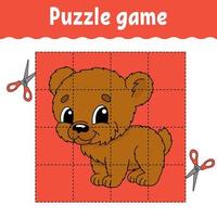Puzzle game for kids . Education developing worksheet. Learning game for children. Activity page. For toddler. Riddle for preschool. Simple flat isolated vector illustration in cute cartoon style.