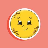 Yellow moon. Cute character. Colorful vector illustration. Cartoon style. Isolated on color background. Design element. Template for your design, books, stickers, cards, posters, clothes.