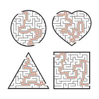 A set of mazes. Game for kids. Puzzle for children. Labyrinth conundrum. Find the right path. Vector illustration.