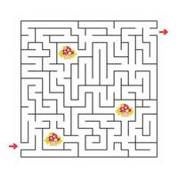 Funny maze. Game for kids. Puzzle for children. Cartoon style. Labyrinth conundrum. Color vector illustration. Find the right path. The development of logical and spatial thinking.